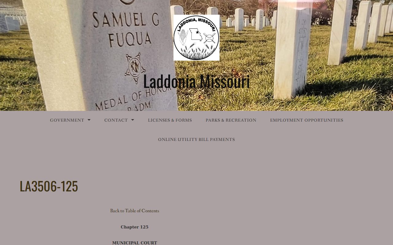 Laddonia court docket municipal code source for Chapter 125 costs and court structure