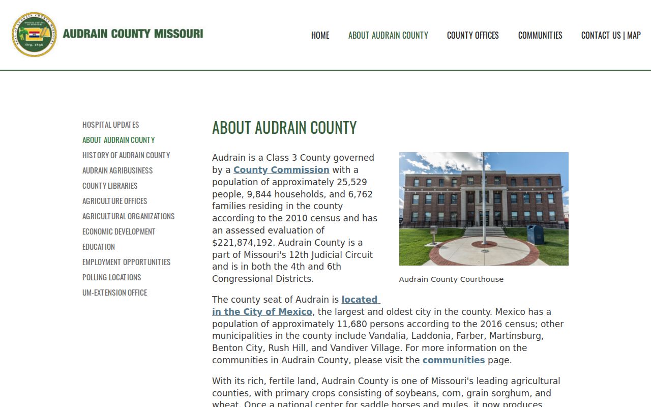 Martinsburg court docket reference from the official Audrain County profile