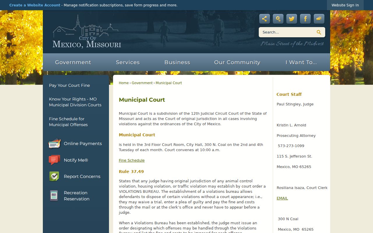 Mexico court docket research image for Mexico Municipal Court information