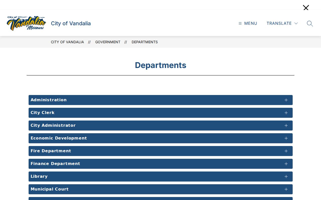 Vandalia court docket research image for city departments and court contact route